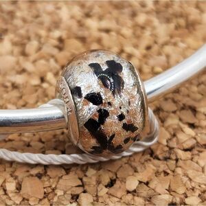 3/$30 🖤 925 STERLING SILVER, BLACK, AND GOLD MURANO CHARM FOR PANDORA BRACELETS